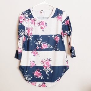 Navy Stripe Floral Top (Donated)